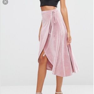 ASOS Tall: velvet wrap midi skirt